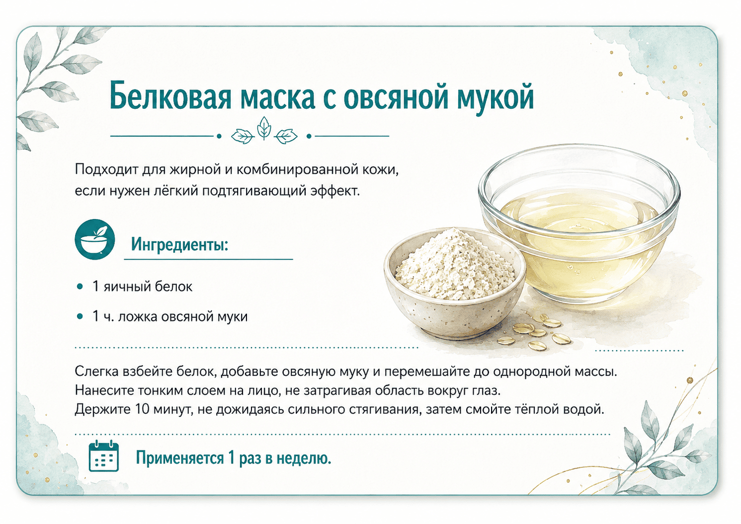 Маска с овсяной мукой белковая