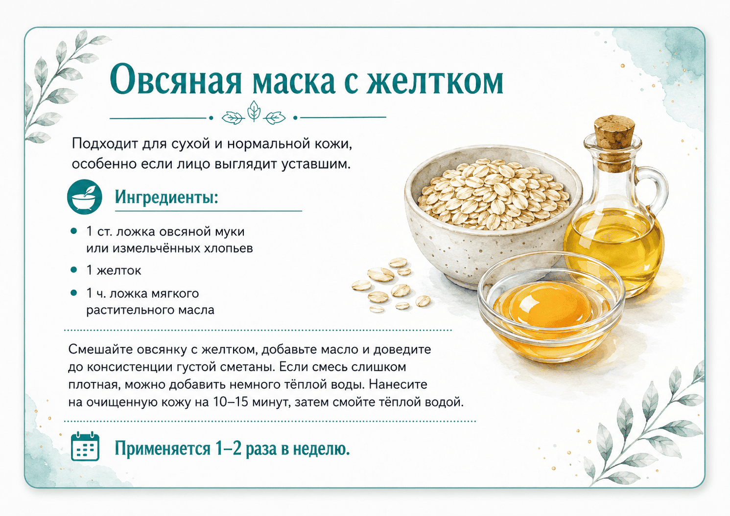 Маска Овсяная с желтком