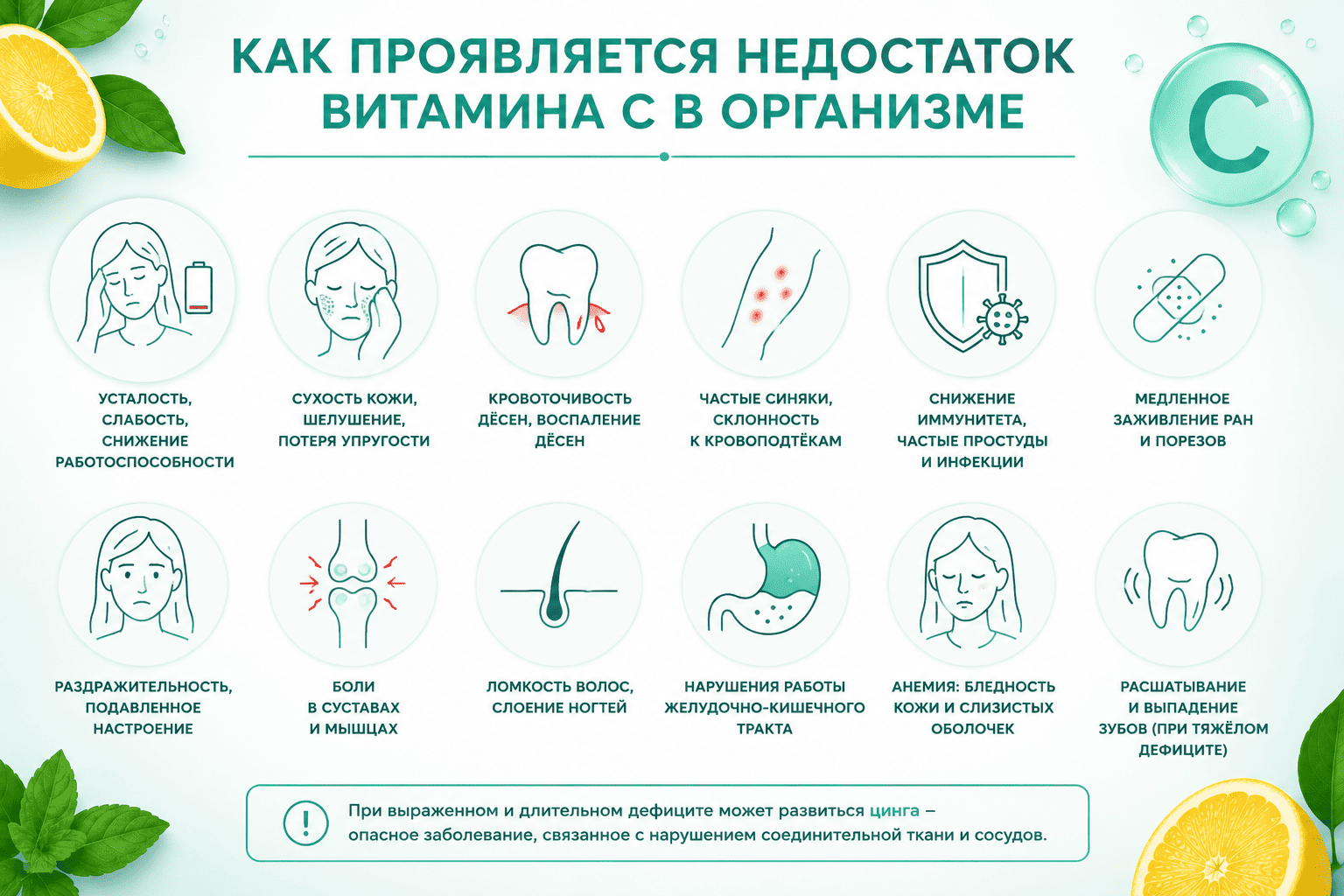 симптомы недостатка с