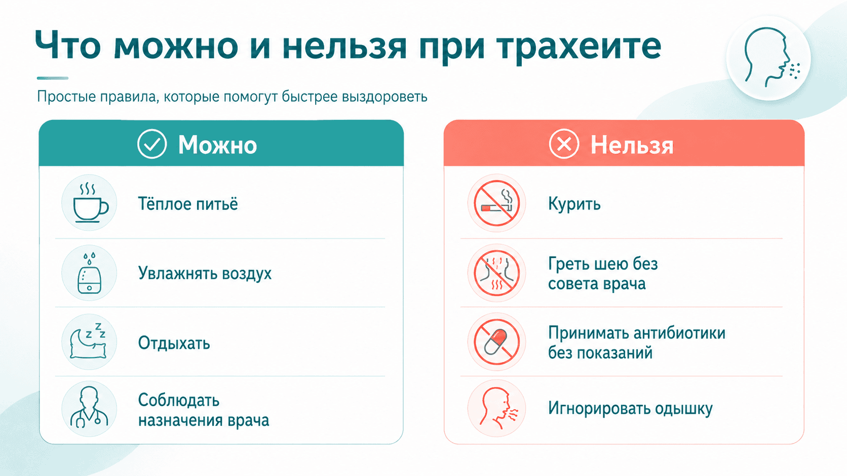 что нельзя если трахеит