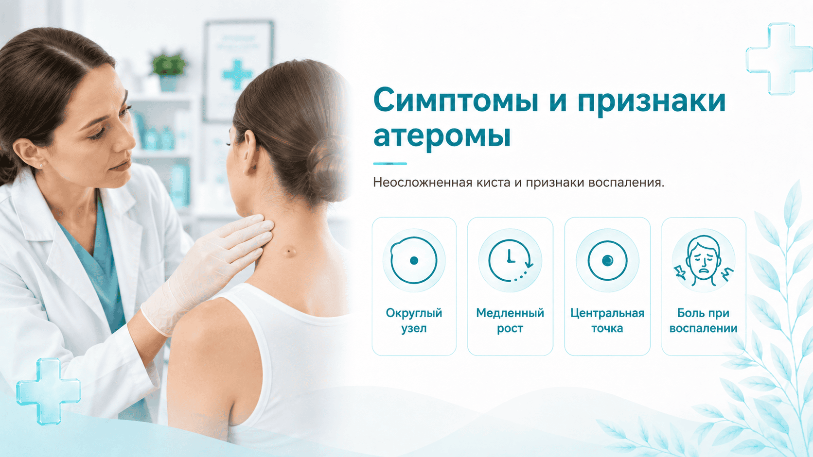 Симптомы и признаки атеромы
